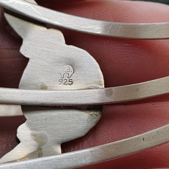 Native Navajo Running Bear Sterling Silver Turquoise Cluster Cuff Bracelet 37.4g - Picture 8 of 12